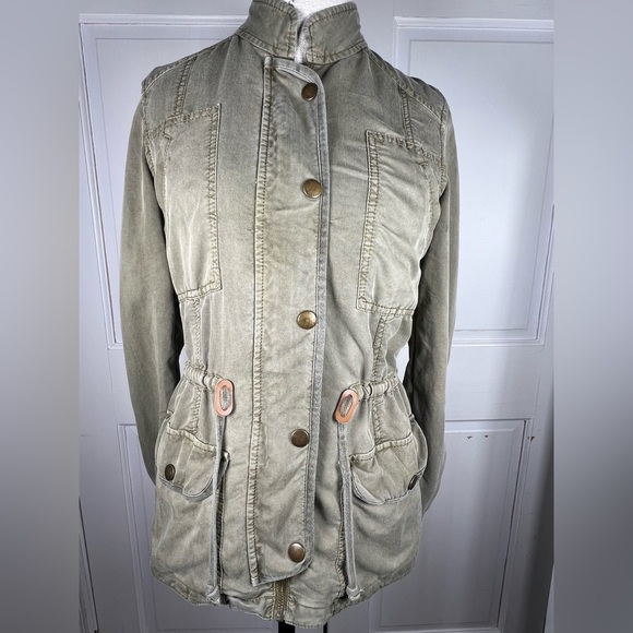 hinge Jackets & Blazers - Hinge Cargo Utility Army Green Drawstring Waist Drapey Jacket Super Soft Sz XS